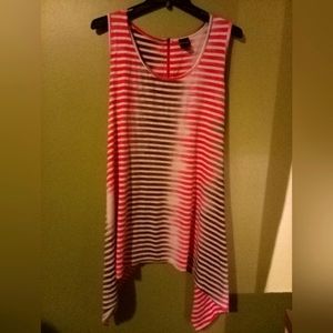 La Vanya Pink And Brown Striped Sleeveless Blouse Size Large